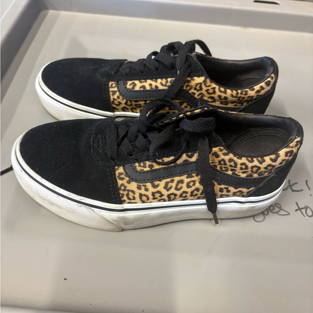 Vans Kids Black and Leopard Sneakers